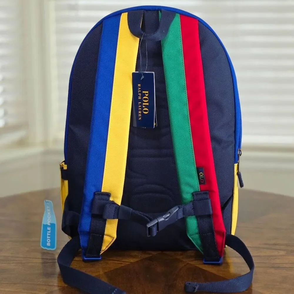 Polo Ralph Lauren Colorblock Multi-Color Backpack Bag 9AR151-E69 New Pony Logo